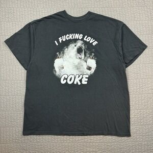 Coca Cola T Shirt Men XXL Black Polar Bear I Love Coke Funny Graphic Tee